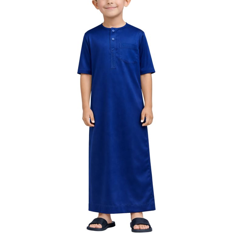 Qamis Enfant– Tissu Glacé Coréen – Col Rond - Manches Courtes – Soundouss