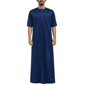 Qamis Homme – Tissu Coréen Glacé au Col Rond– Manches courtes – Soundouss