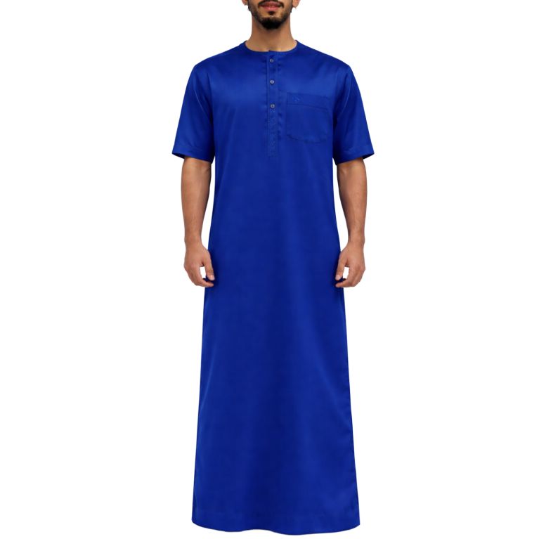 Qamis Homme – Tissu Coréen Glacé au Col Rond– Manches courtes – Soundouss