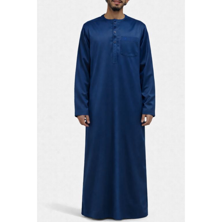 Qamis Homme – Tissu Coréen Glacé au Col Rond– Manches Longues– Soundouss