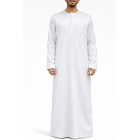 Qamis Homme – Tissu Coréen Glacé au Col Rond– Manches Longues– Soundouss