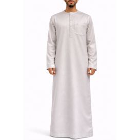 Qamis Homme – Tissu Coréen Glacé au Col Rond– Manches Longues– Soundouss