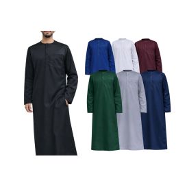 Qamis Homme – Tissu Coréen Glacé au Col Rond– Manches Longues– Soundouss