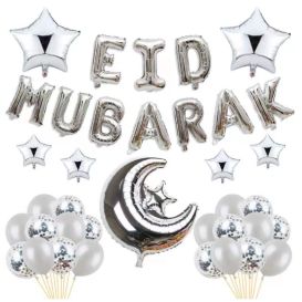 Kit de décoration Eïd Mubarak avec ballons et guirlande pour fête musulmane