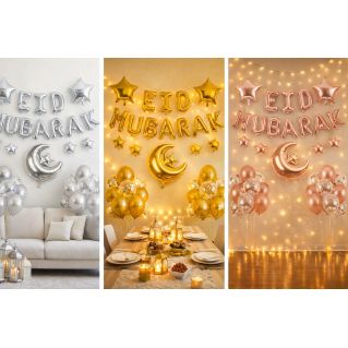 Kit de décoration Eïd Mubarak avec ballons et guirlande pour fête musulmane