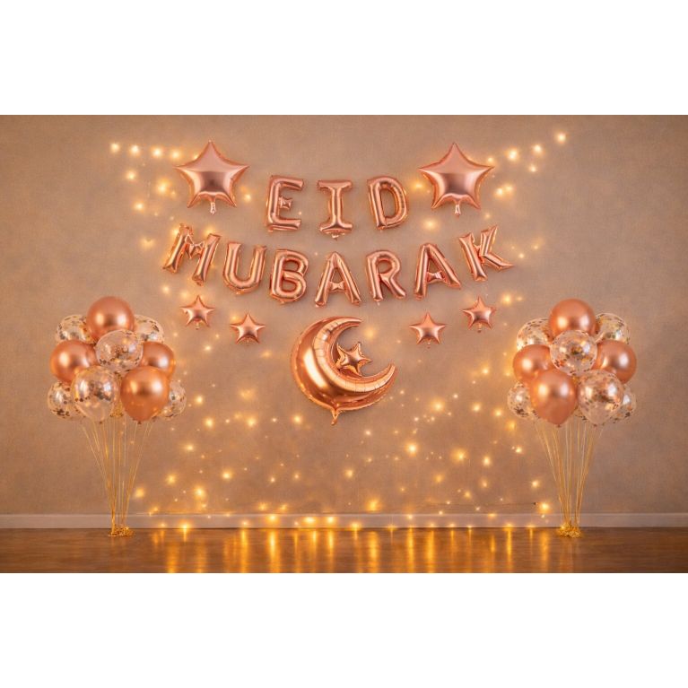 Kit de décoration Eïd Mubarak avec ballons et guirlande pour fête musulmane