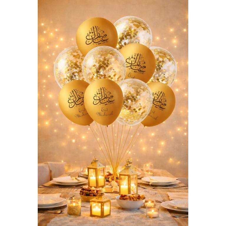 Lot de 10 ballons Eïd Mubarak pour décoration de fête musulmane