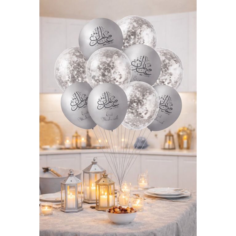 Lot de 10 ballons Eïd Mubarak pour décoration de fête musulmane
