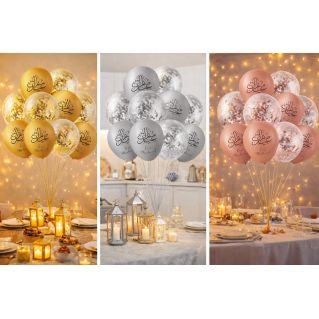 Lot de 10 ballons Eïd Mubarak pour décoration de fête musulmane