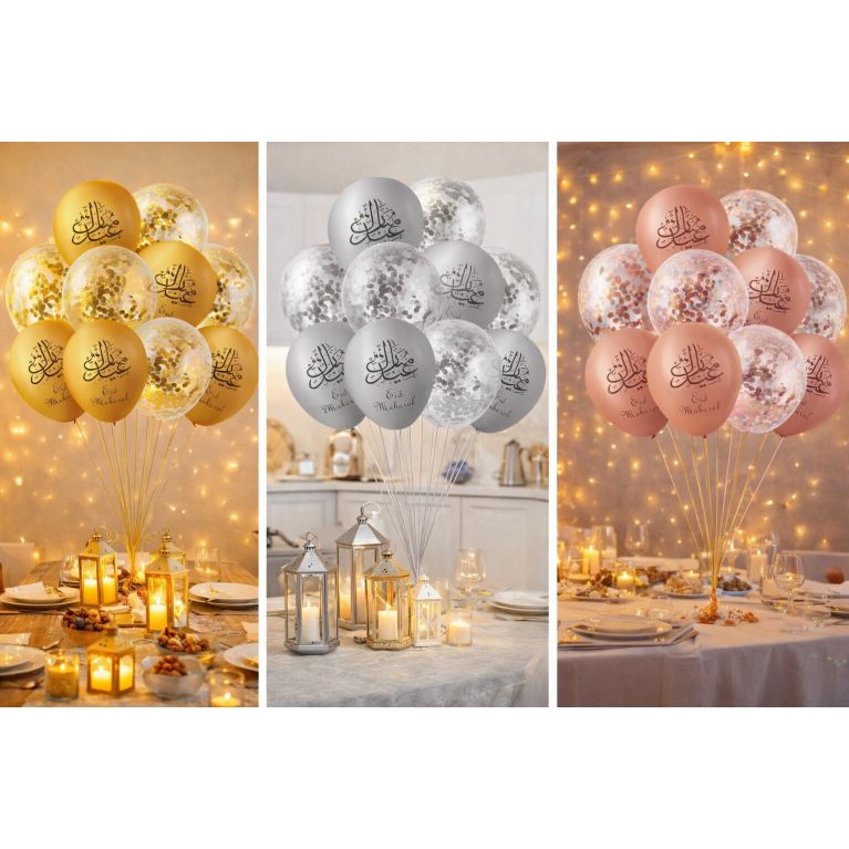 Lot de 10 ballons Eïd Mubarak pour décoration de fête musulmane