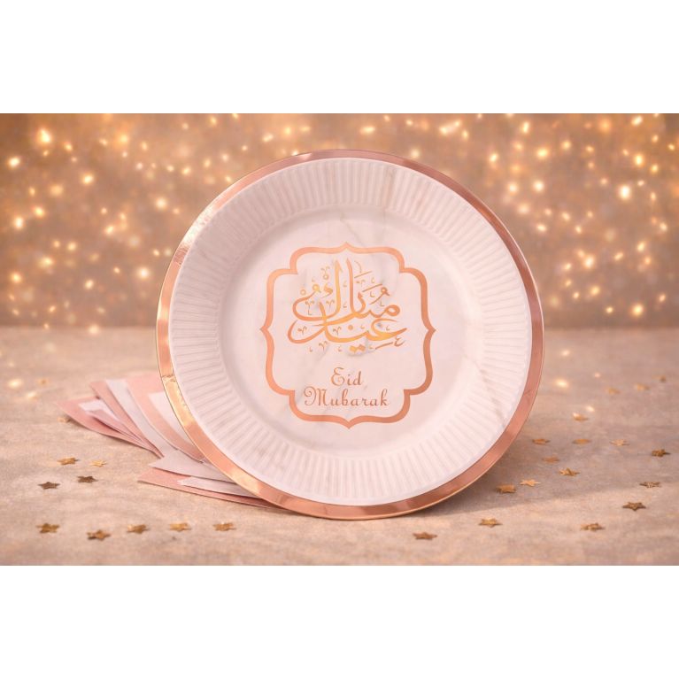 Lot de 10 Assiettes en carton Eïd Mubarak pour décoration de fête musulmane