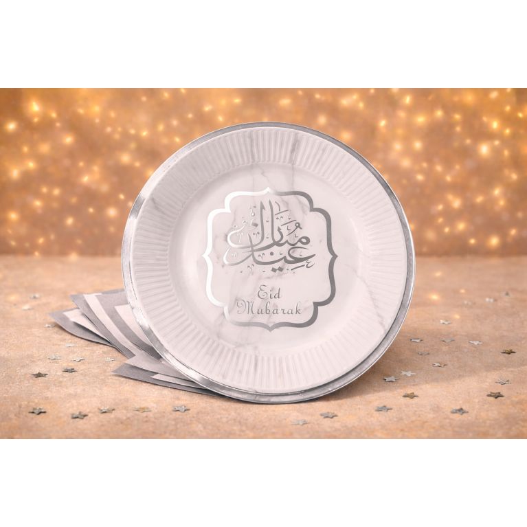 Lot de 10 Assiettes en carton Eïd Mubarak pour décoration de fête musulmane