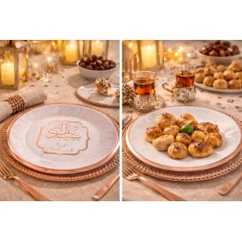 Lot de 10 Assiettes en carton Eïd Mubarak pour décoration de fête musulmane