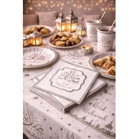 Lot de 10 serviettes Eïd Mubarak pour décoration de table de fête musulmane