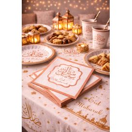 Lot de 10 serviettes Eïd Mubarak pour décoration de table de fête musulmane