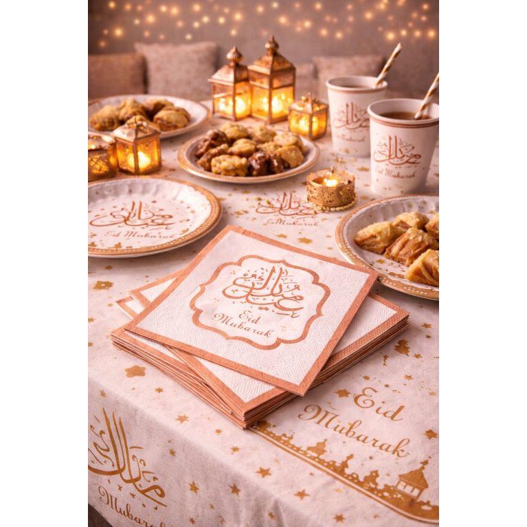 Lot de 10 serviettes Eïd Mubarak pour décoration de table de fête musulmane