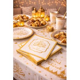 Lot de 10 serviettes Eïd Mubarak pour décoration de table de fête musulmane