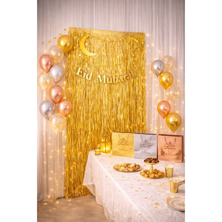 Rideau à franges pour décoration de fête musulmane et Eïd Mubarak