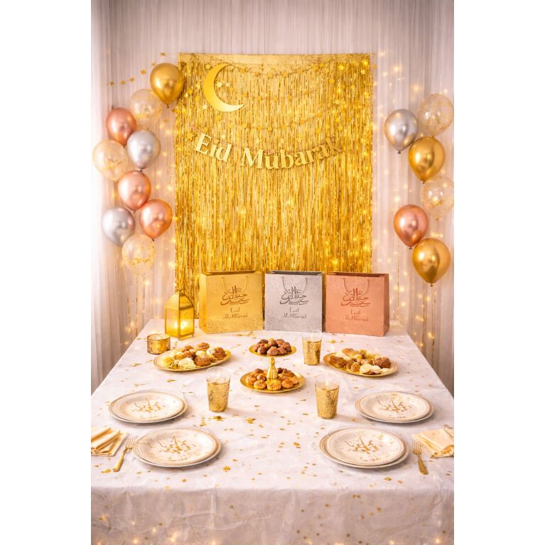 Rideau à franges pour décoration de fête musulmane et Eïd Mubarak