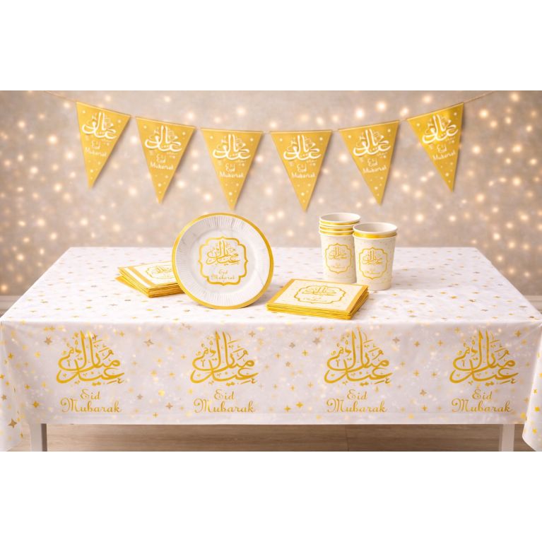 Pack Décoration Eïd Mubarak Doré – Table et déco prête à recevoir