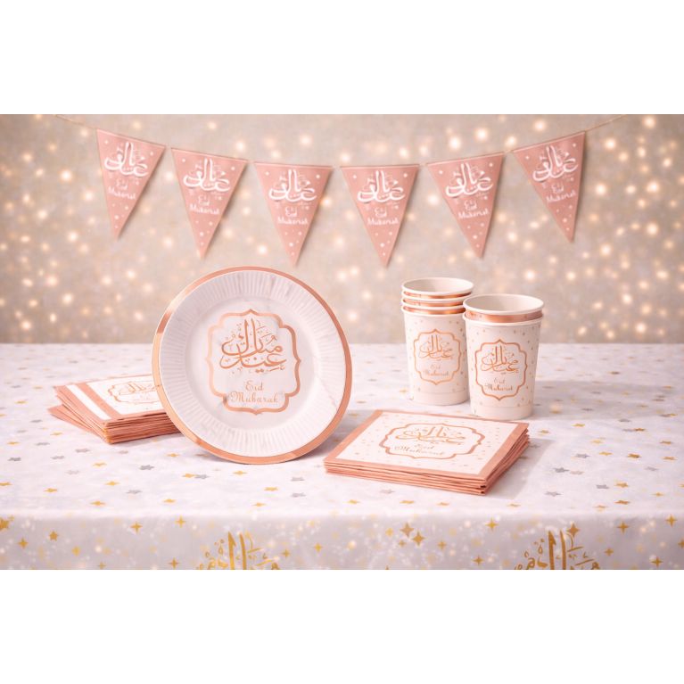 Pack Décoration Eïd Mubarak Rose – Table et déco prête à recevoir