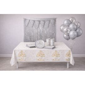 Pack décoration Eïd Mubarak Argenté – Table, mur et coin photo