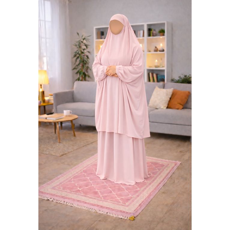 Jilbab prière femme 2 pièces Soundouss tissu Jazz – Taille unique T2 (1m63 à 1m68)