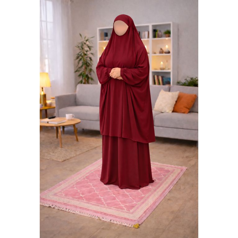 Jilbab prière femme 2 pièces Soundouss tissu Jazz – Taille unique T2 (1m63 à 1m68)