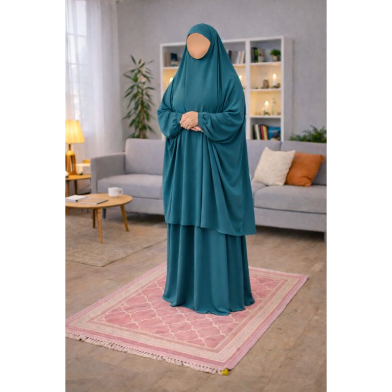 Jilbab prière femme 2 pièces Soundouss tissu Jazz – Taille unique T2 (1m63 à 1m68)