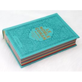 Le Noble Coran Vert - Couverture Daim - Pages En Couleur Arc-En-Ciel, Rainbow - Bilingue Français-Arabe