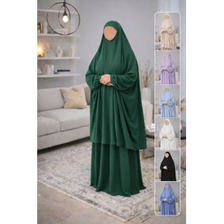 Jilbab prière femme 2 pièces Soundouss tissu Soie de Médine – Taille unique T2 (1m63 à 1m68)