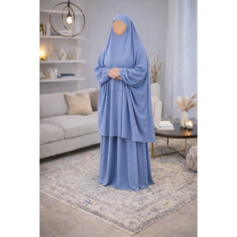 Jilbab prière femme 2 pièces Soundouss tissu Soie de Médine – Taille unique T2 (1m63 à 1m68)