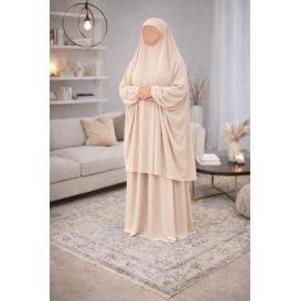Jilbab prière femme 2 pièces Soundouss tissu Soie de Médine – Taille unique T2 (1m63 à 1m68)