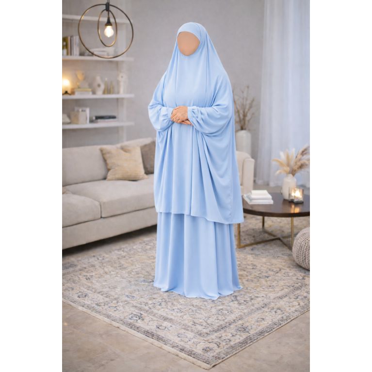Jilbab prière femme 2 pièces Soundouss tissu Soie de Médine – Taille unique T2 (1m63 à 1m68)