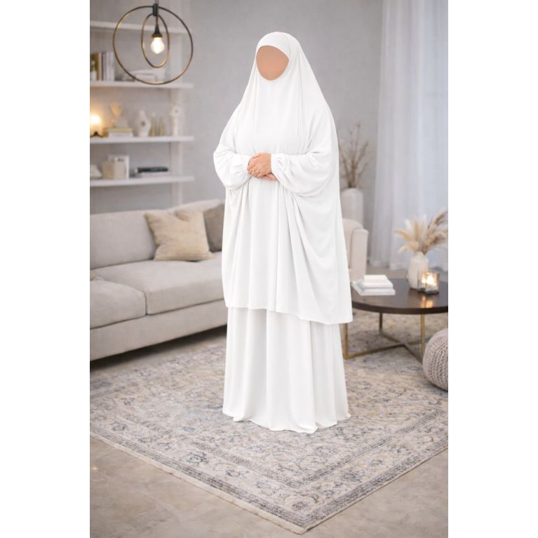 Jilbab prière femme 2 pièces Soundouss tissu Soie de Médine – Taille unique T2 (1m63 à 1m68)