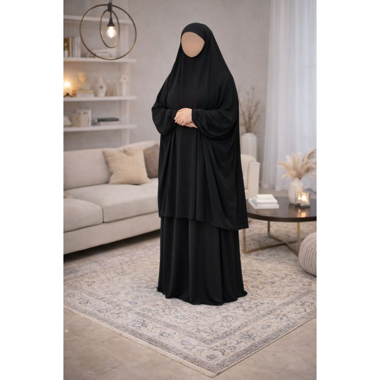 Jilbab prière femme 2 pièces Soundouss tissu Soie de Médine – Taille unique T2 (1m63 à 1m68)