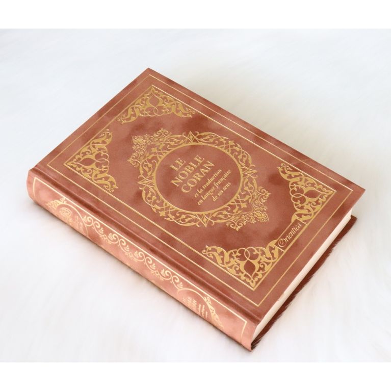 Le Noble Coran Marron clair Doré - Edition de Luxe Couverture Daim - Index des Sourates - Français-Arabe - Orientica