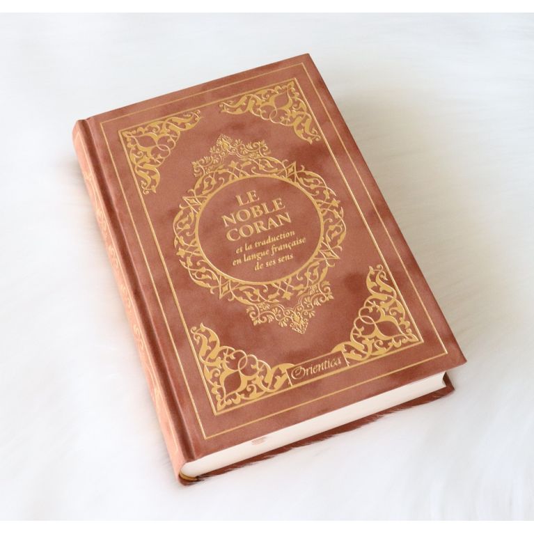 Le Noble Coran Marron clair Doré - Edition de Luxe Couverture Daim - Index des Sourates - Français-Arabe - Orientica