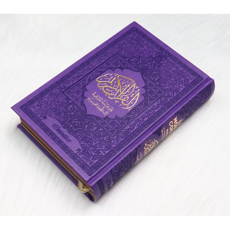 copy ofLe Noble Coran Violet - Couverture Daim - Pages En Couleur Arc-En-Ciel, Rainbow - Bilingue Français-Arabe