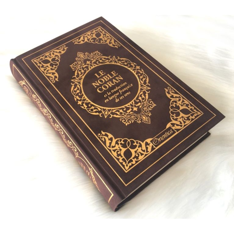 Le Noble Coran Café clair Doré - Edition de Luxe Couverture Daim - Index des Sourates - Français-Arabe - Orientica