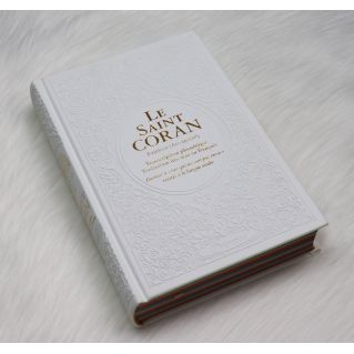 Le Saint Coran Arc en Ciel - Arabe / Français / Phonétique - Edition De Luxe - Couverture En Daim Couleur Blanc