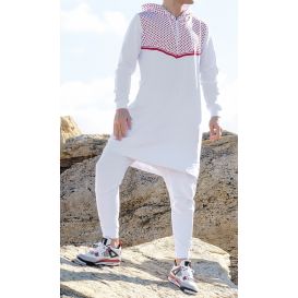 Ensemble QC QUDS avec qamis court et sarouel motif keffieh