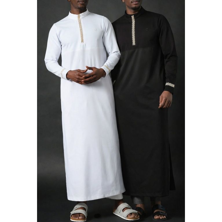 Qamis long Prestige II Qaba'il - bi-matière broderie gold