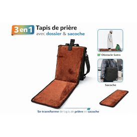 Tapis de prière avec dossier 3 en 1 et sacoche