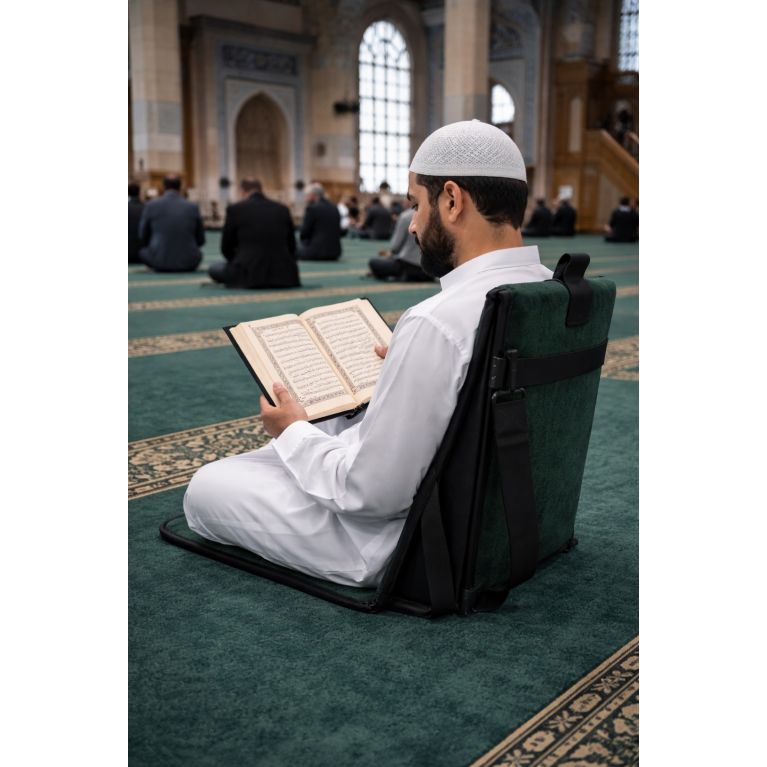 Tapis de prière avec dossier 3 en 1 et sacoche