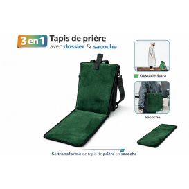 Tapis de prière avec dossier 3 en 1 et sacoche