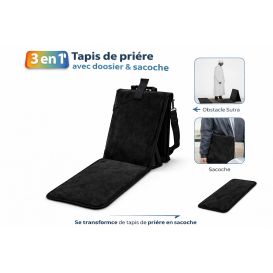 Tapis de prière avec dossier 3 en 1 et sacoche