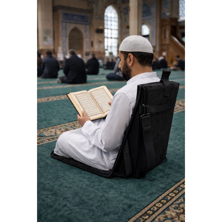 Tapis de prière avec dossier 3 en 1 et sacoche