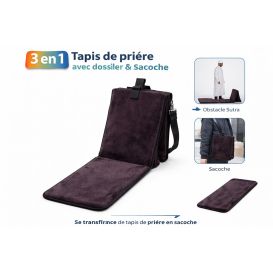 Tapis de prière avec dossier 3 en 1 et sacoche