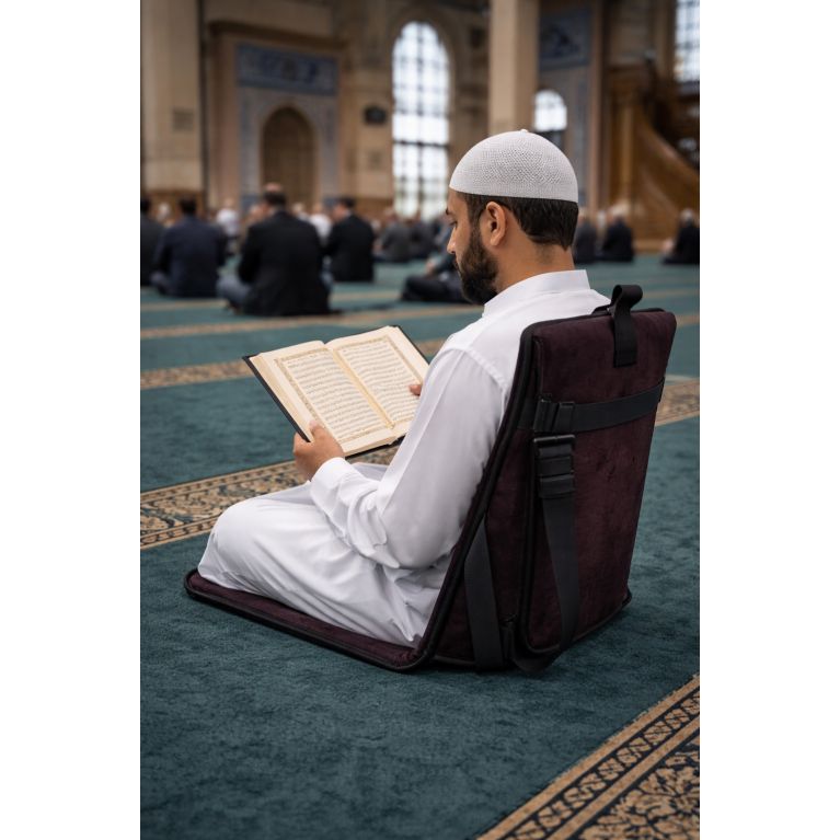Tapis de prière avec dossier 3 en 1 et sacoche